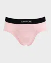 Tom Ford Men's Jacquard Logo Cotton Briefs In Soft Pink