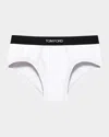 Tom Ford Men's Jacquard Logo Cotton Briefs In White