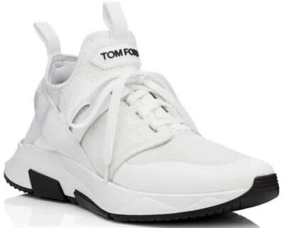 Pre-owned Tom Ford Men's Jago Designer Trainer Sneakers Mesh Shoe White J1100t Us 8 Nwb