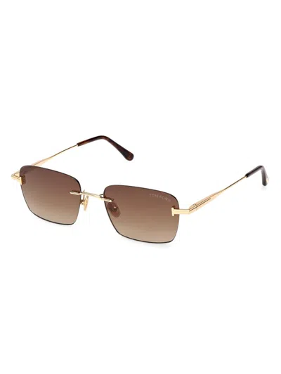 Tom Ford Jake 02 Shiny Deep Gold Sunglasses In Brown