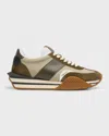 Tom Ford Men's James Colorblock Platform Low-top Sneakers In Khaki Cream