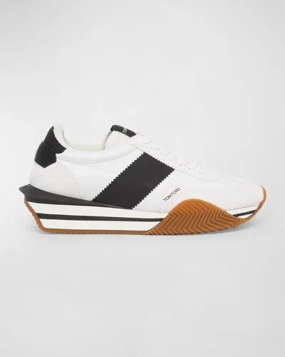 TOM FORD MEN'S JAMES NYLON AND SUEDE SNEAKERS
