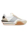 Tom Ford Men's James Suede & Lycra Sneakers In Silver Cream