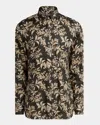 Tom Ford Collared Shirt With Floral Pattern And Long Sleeves In Dark Green