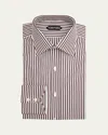 Tom Ford Striped Pattern Button-down Collar Long Sleeves Shirt In White