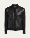 Tom Ford Men's Leather And Wool Overshirt In Black