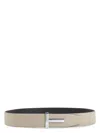 Tom Ford T-logo Leather Belt In Brown