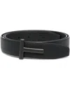 Tom Ford Leather Belt In Metallic