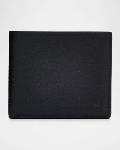 Tom Ford Men's Leather Elongated T Line Bifold Wallet In Black