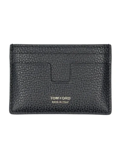 Tom Ford Men's Leather Logo Cardholder In Black