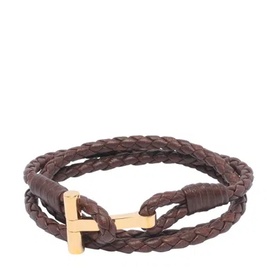 Tom Ford Men Leather T Bracelet