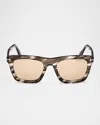 Tom Ford Eyewear Lelio Square Frame Sunglasses In Shiny Striped Black  Transp Grey Light Brown Lenses
