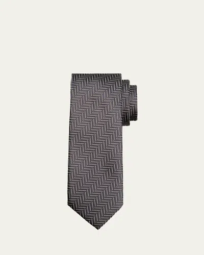 Tom Ford Men's Linen Polka Dot Tie In Gray