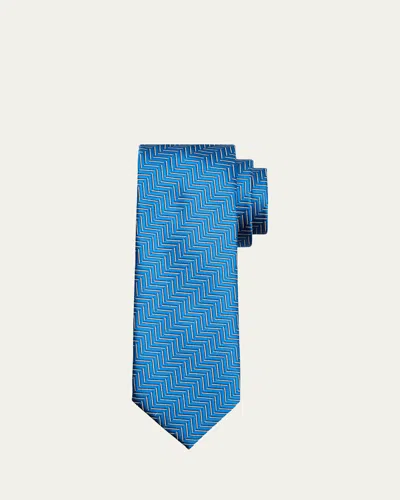Tom Ford Men's Linen Polka Dot Tie In Blue
