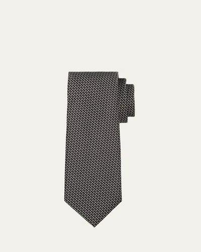 Tom Ford Men's Linen Zipper-effect Tie In Gray