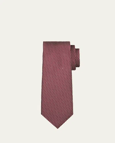 Tom Ford Men's Linen Zipper-effect Tie In Burgundy