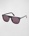 TOM FORD MEN'S LIONEL-02 ACETATE SQUARE SUNGLASSES