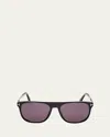 Tom Ford Men's Lionel-02 Acetate Square Sunglasses In Shiny Black Smoke Lenses