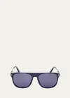 Tom Ford Men's Lionel-02 Acetate Square Sunglasses In Shiny Navy Blue B