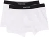Tom Ford Mens Grey Logo-waistband Stretch-cotton Boxers Pack Of Two In White