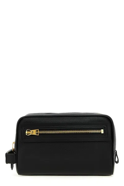 Tom Ford Men Logo Leather Beauty Case In Black