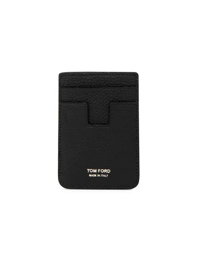 Tom Ford Men's Logo Leather Magsafe Wallet In Black