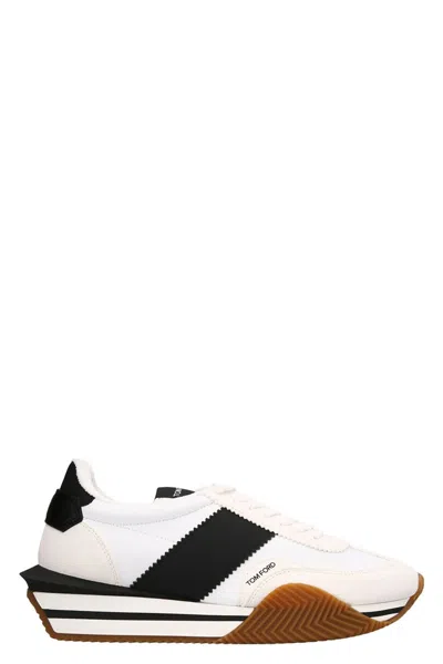 Tom Ford Men Logo Leather Sneakers In Multicolor