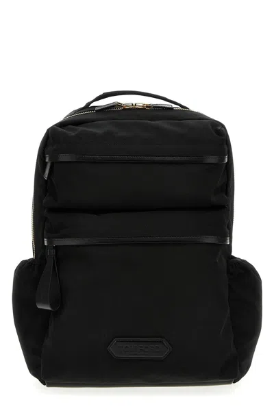 Tom Ford Men Logo Nylon Backpack In Black
