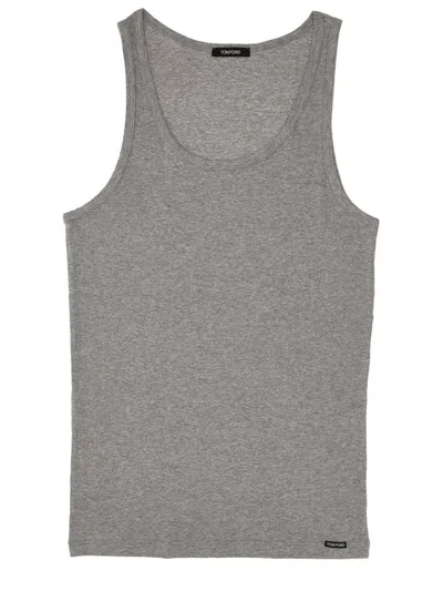Tom Ford Tank Top With Logo In Gray
