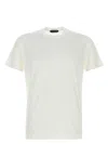 Tom Ford White Crewneck T-shirt With Tf Embroidery In Lyocell And Cotton Blend Man