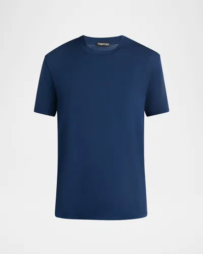 TOM FORD MEN'S LYOCELL-COTTON CREWNECK T-SHIRT