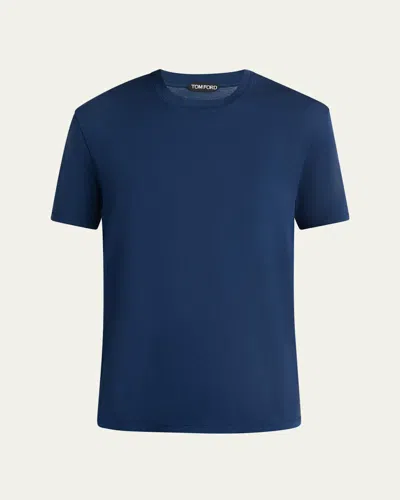 TOM FORD MEN'S LYOCELL-COTTON CREWNECK T-SHIRT