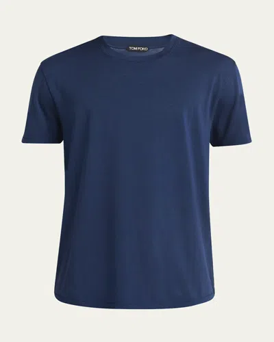 TOM FORD MEN'S LYOCELL-COTTON CREWNECK T-SHIRT