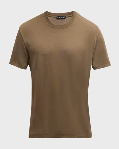 Tom Ford Men's Lyocell-cotton Crewneck T-shirt In Fern Green
