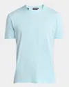 Tom Ford Cotton Blend Crewneck T-shirt In Glass Blue