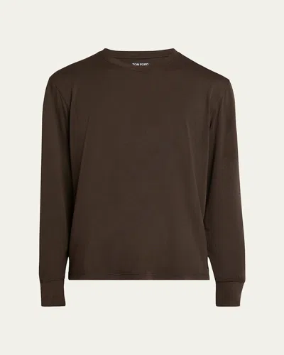 Tom Ford Men's Lyocell-cotton Crewneck T-shirt In Sable Brown