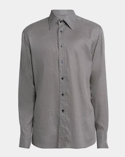 TOM FORD MEN'S LYOCELL GRAPHIC POLKA DOT DRESS SHIRT
