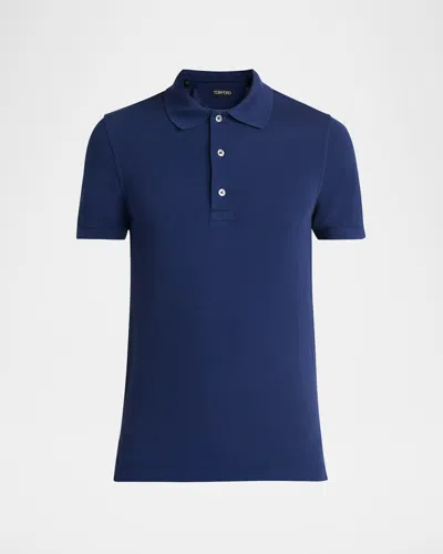TOM FORD MEN'S LYOCELL PIQUE POLO SHIRT