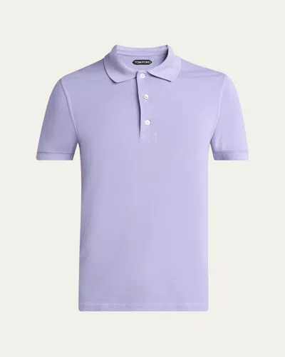 Tom Ford Men's Lyocell Pique Polo Shirt In Purple