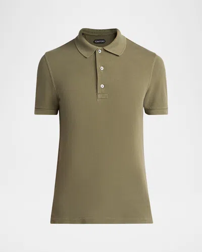 TOM FORD MEN'S LYOCELL PIQUE POLO SHIRT