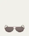 Tom Ford Marcus 60mm Gradient Pilot Sunglasses In Shiny Light Brown/smoke