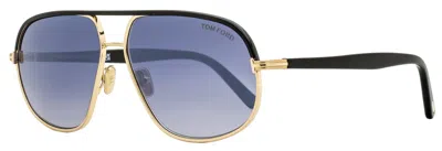 Tom Ford Men's Maxwell Sunglasses Tf1019 28b Black/gold 59mm In Blue