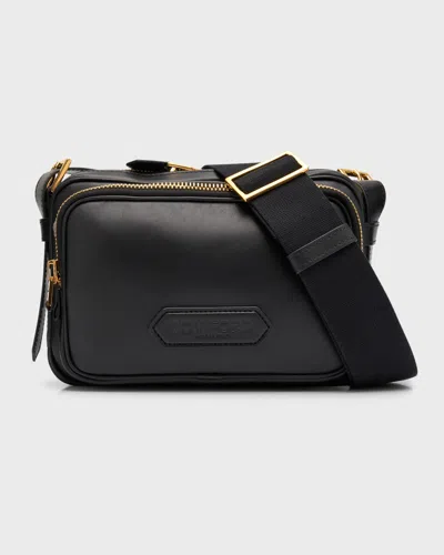 Tom Ford Men's Medium Soft Leather Messenger Bag In Black