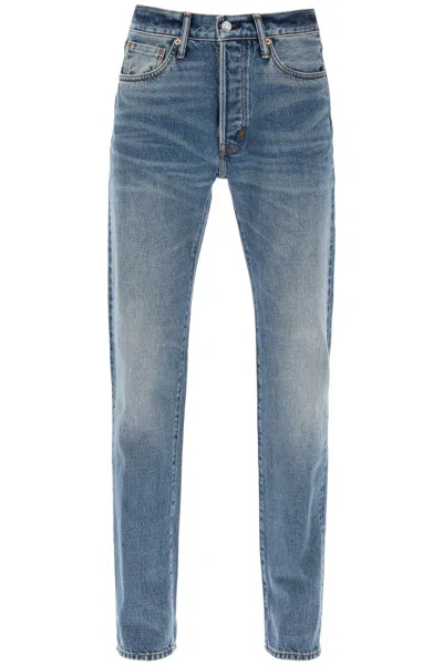 Tom Ford Men's Medium Vintage Wash Five-pocket Jeans In Blue