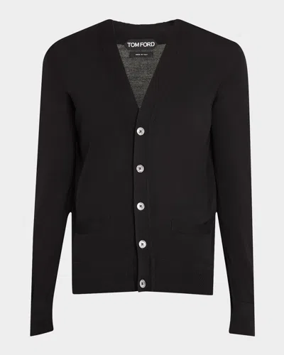 Tom Ford Men's Merino Wool Cardigan Sweater In Black