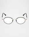 Tom Ford 49mm Round Blue Light Blocking Optical Glasses In Shiny Black Shiny Rose Gold