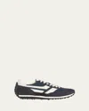 Tom Ford Navy Suede And Mesh Sneakers With Contrast Stripes In Navy/white