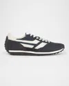 Tom Ford Navy Suede And Mesh Sneakers With Contrast Stripes In Navy/white