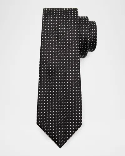 Tom Ford Men's Micro Dash Mulberry Silk Tie In Black