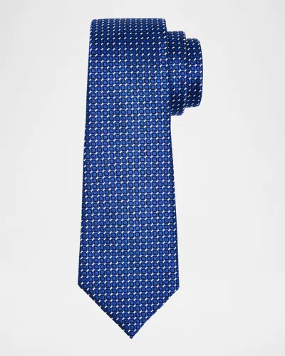 Tom Ford Men's Micro Dash Mulberry Silk Tie In Blue